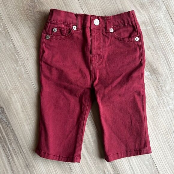 7 For All Mankind Burgundy Jeans Pants Baby 3/6 Months - Picture 2 of 6